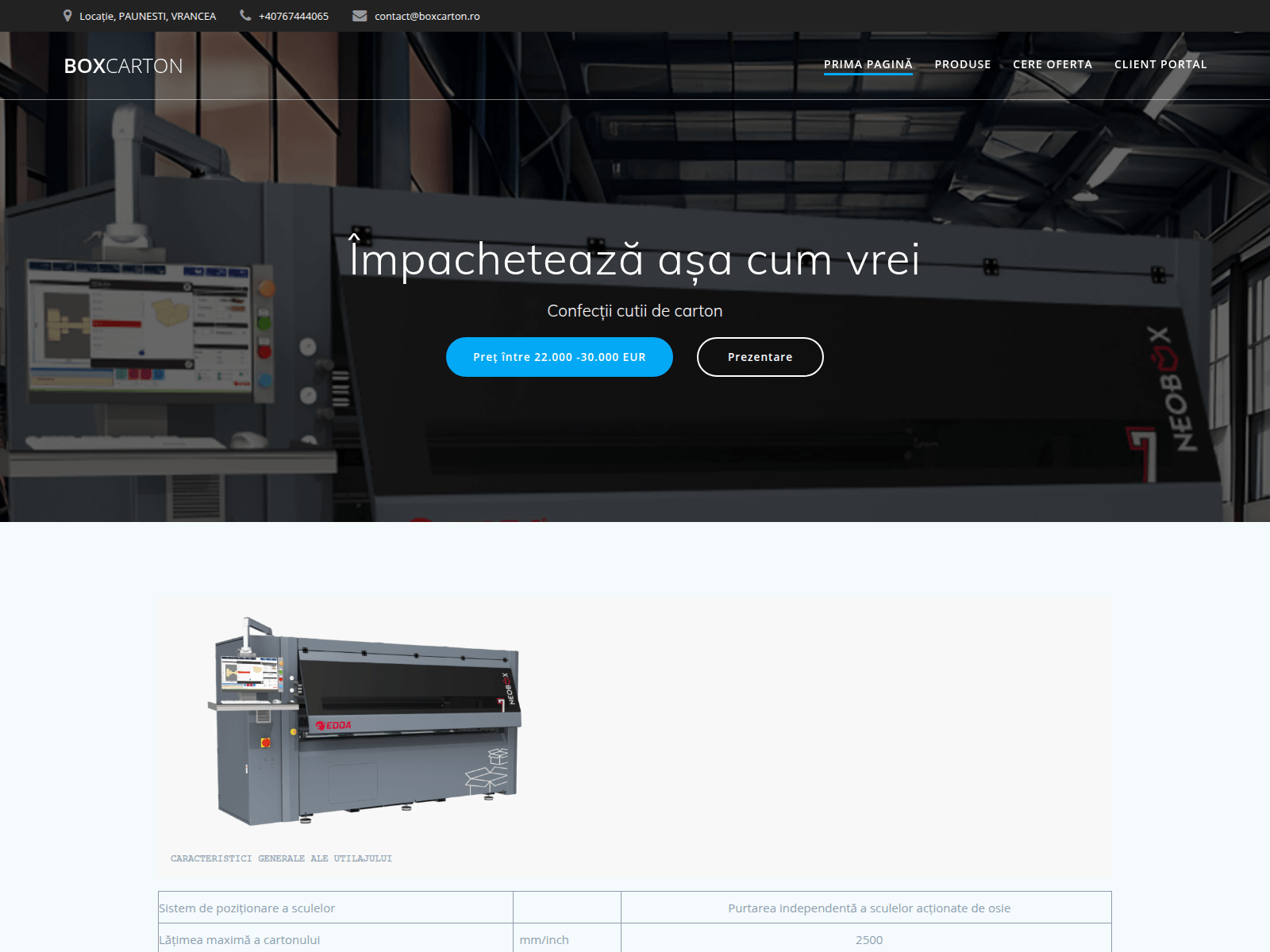 Screenshot of boxcarton.ro
