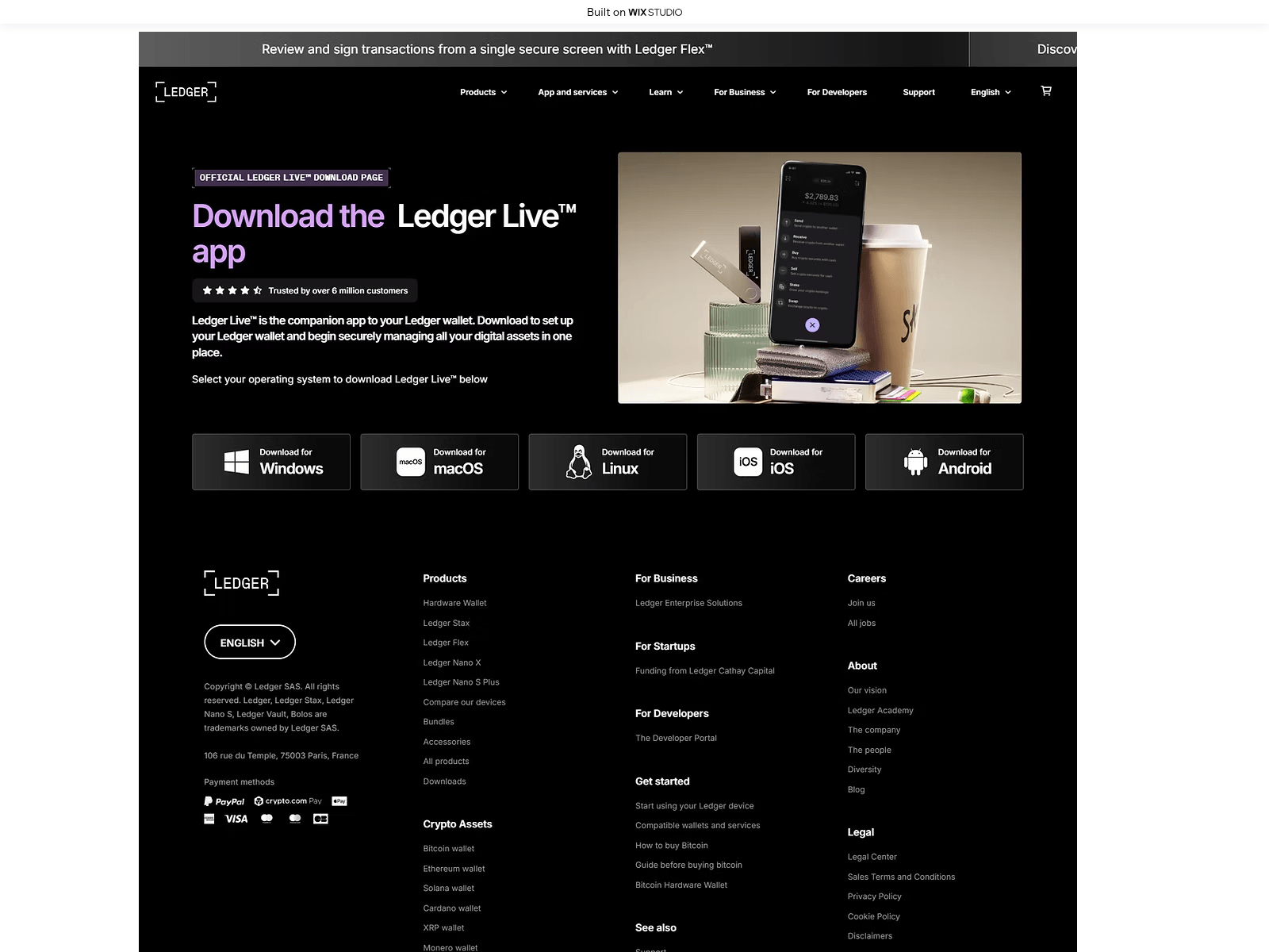 Screenshot of ledgercom.wixstudio.com