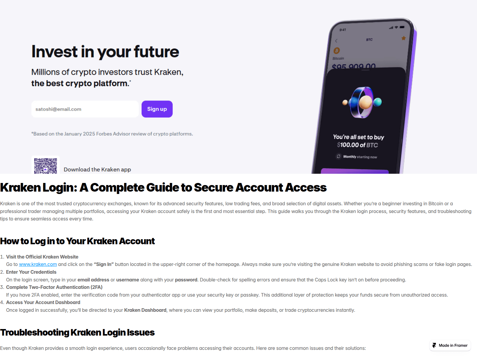 Screenshot of krakenn-login.framer.ai