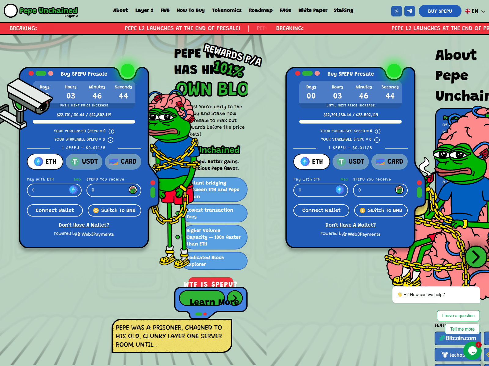 Screenshot of pepeunchained-sales.pages.dev