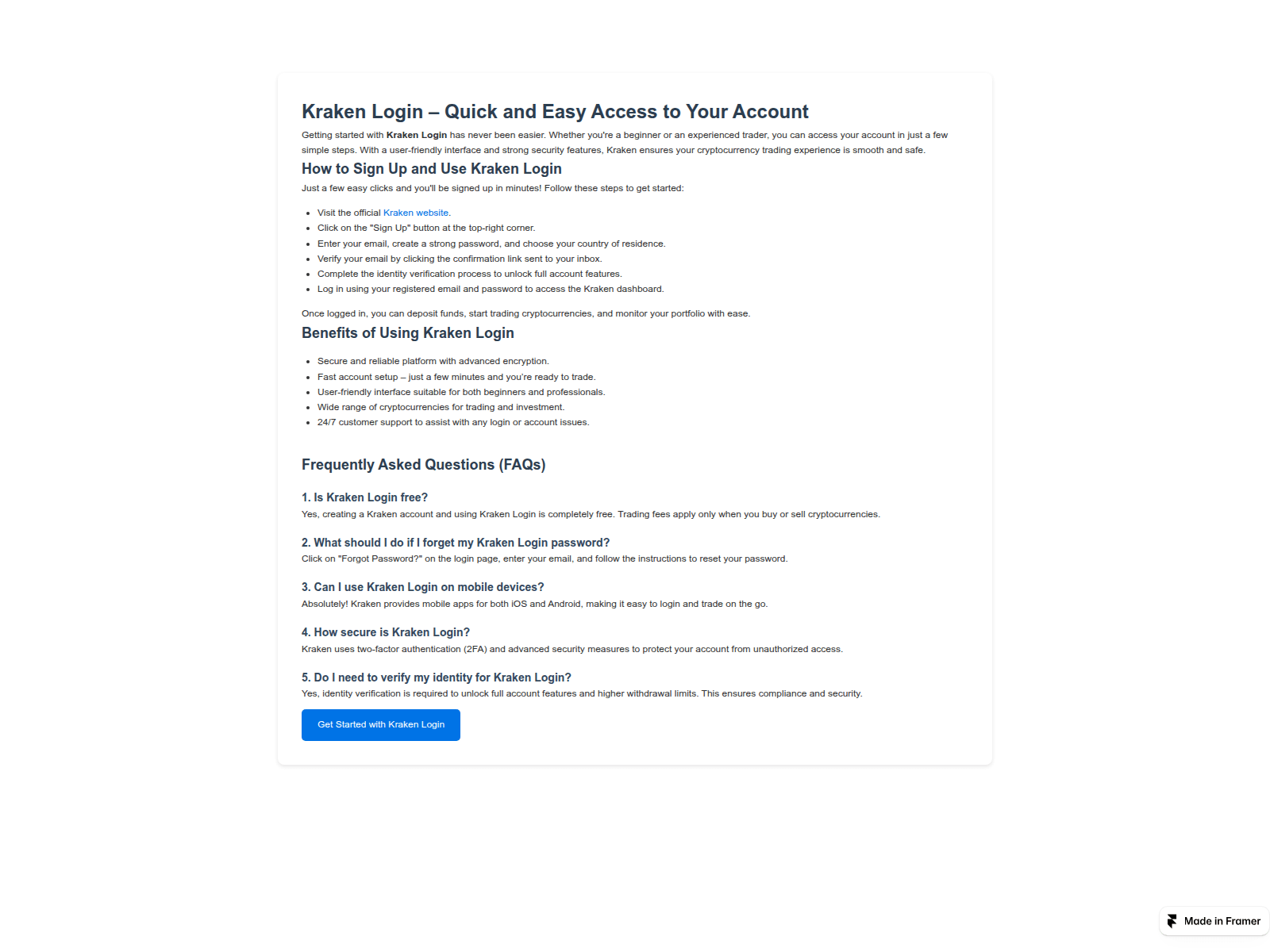 Screenshot of us-kraken-help.framer.media