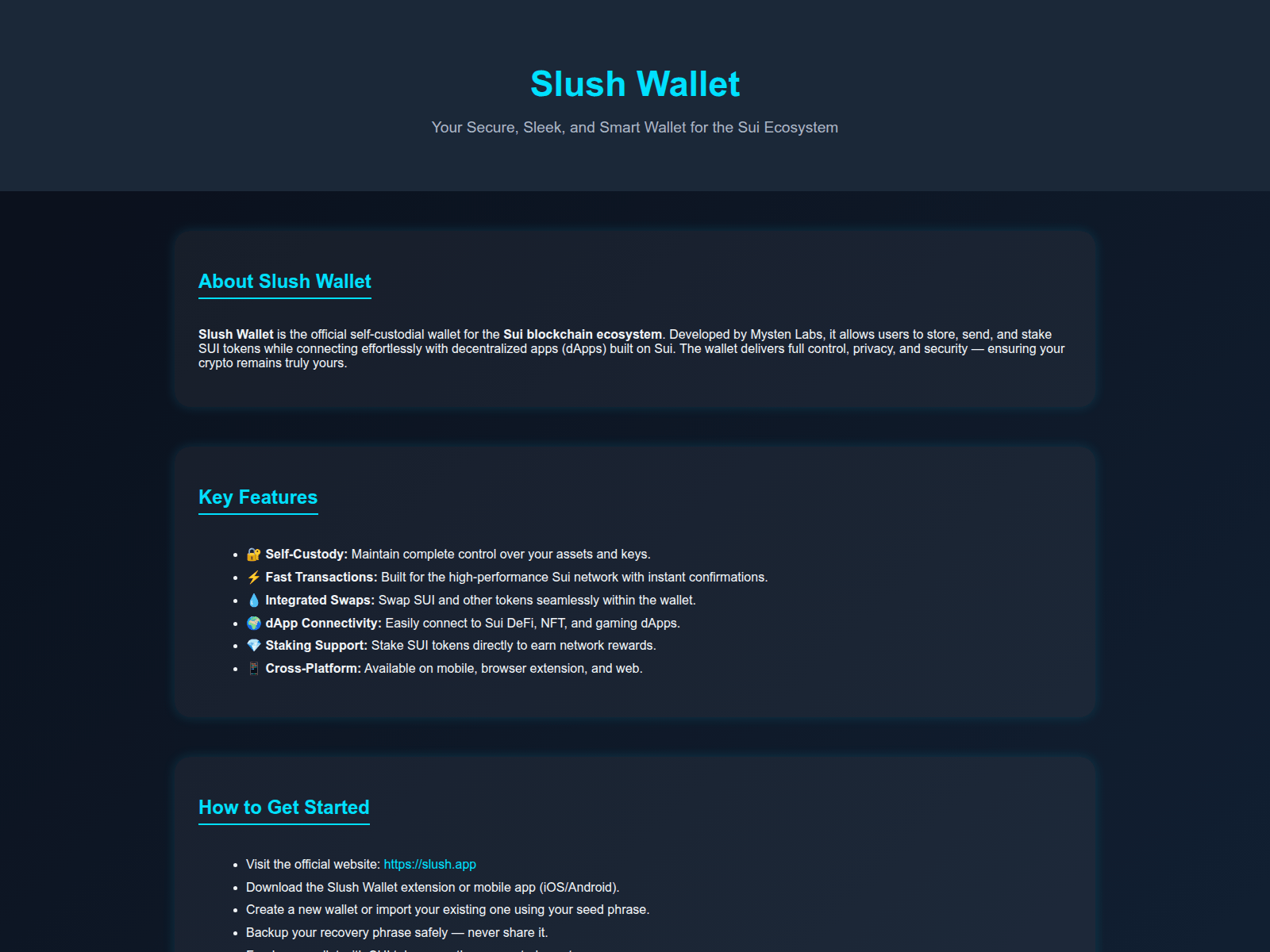 Screenshot of slushh-wallet.pages.dev