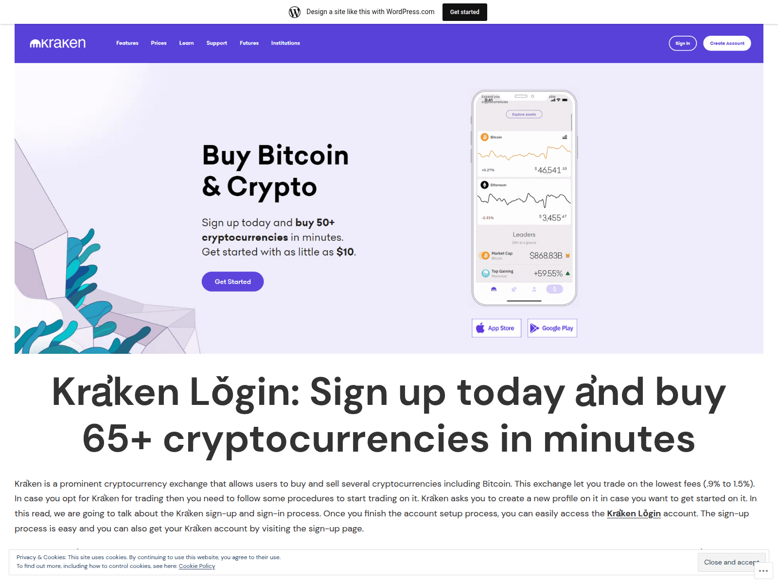 Screenshot of krakenlogenhelp.wordpress.com