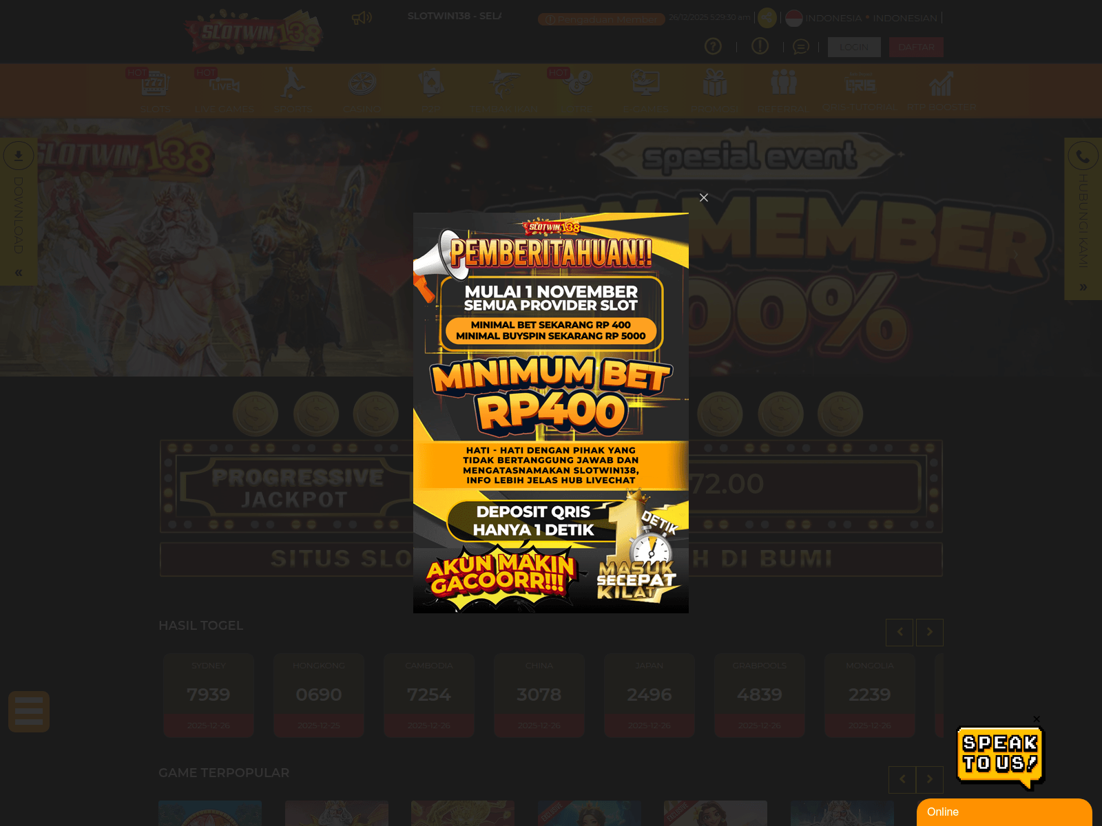 Screenshot of slotwin138net.com