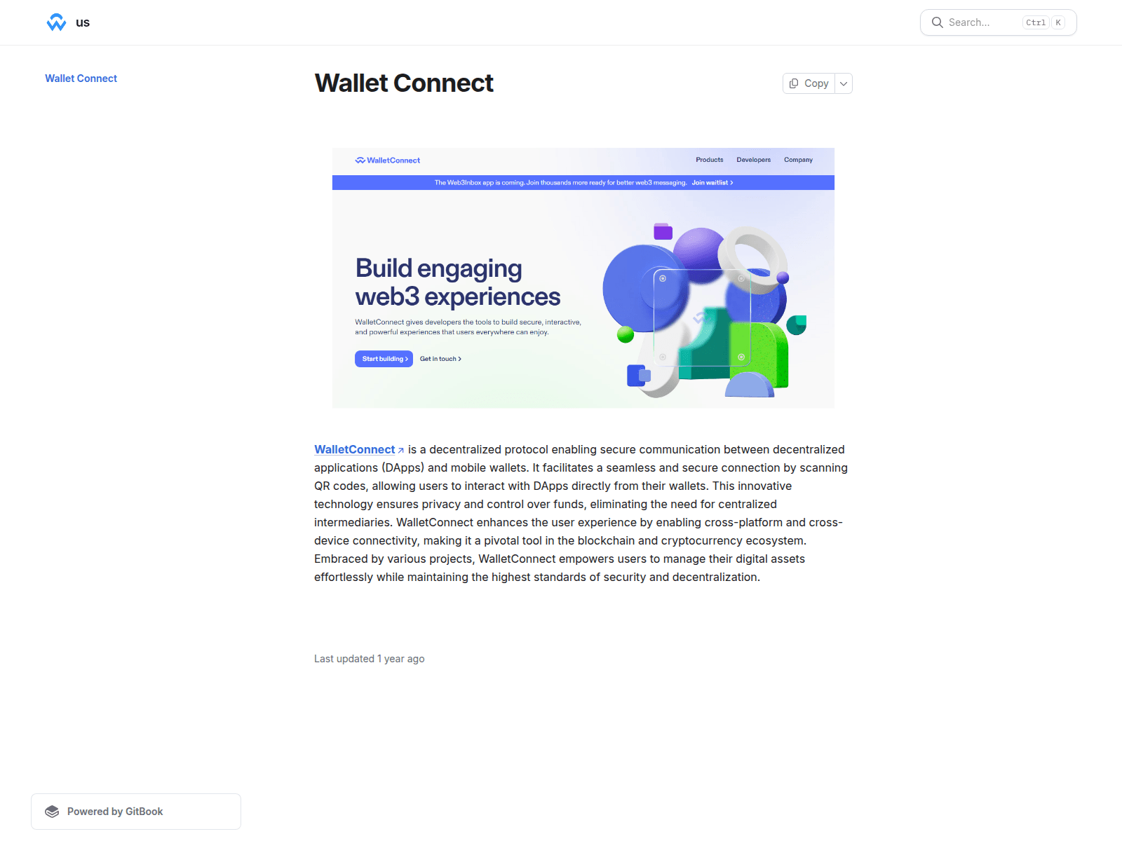 Screenshot of walletconxect.gitbook.io