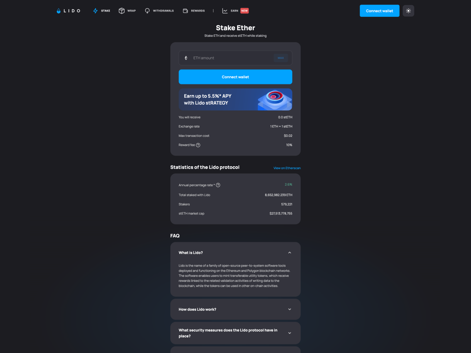 Screenshot of stake-lido.github.io