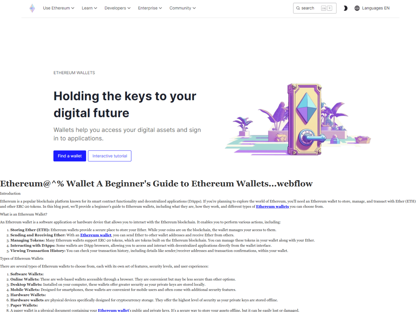 Screenshot of etheatriwallet.webflow.io