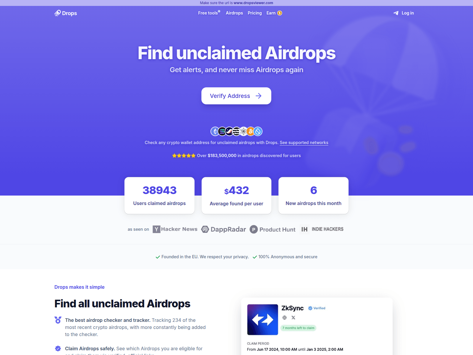 Screenshot of dropsviewer.com