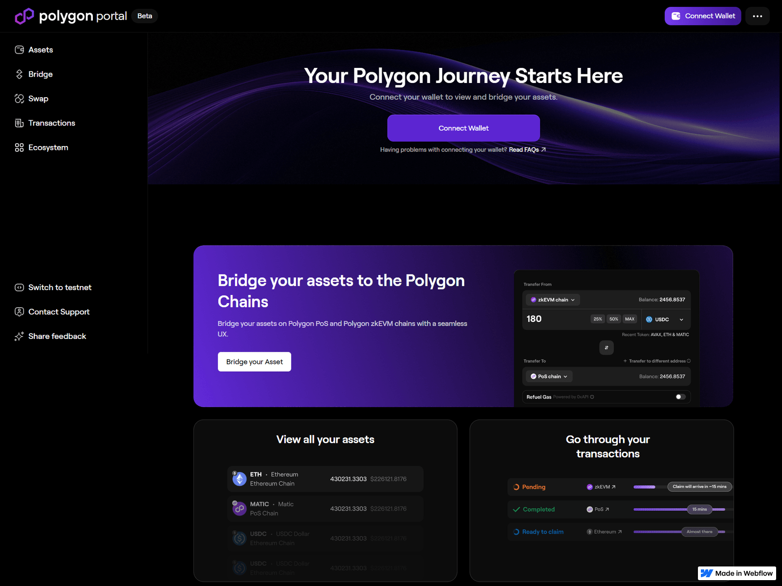 Screenshot of polygon-wallet-polygon.webflow.io