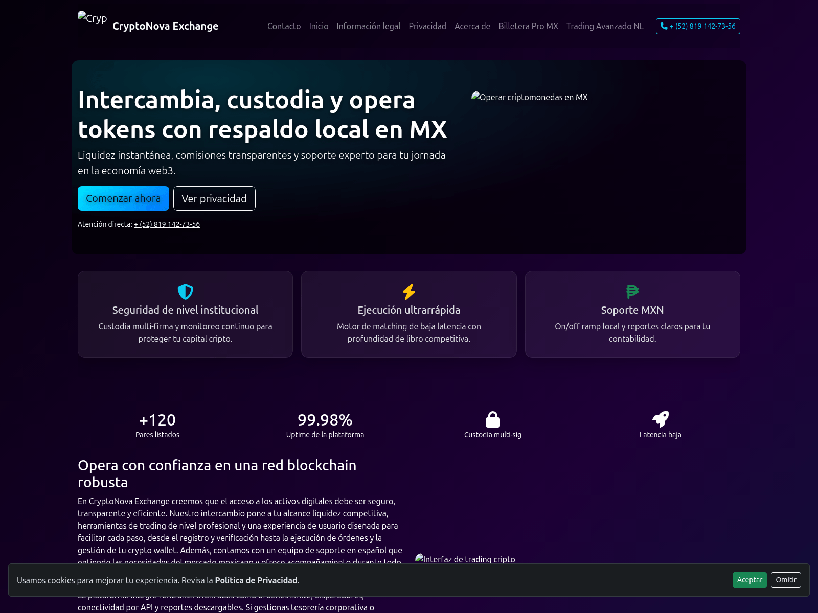 Screenshot of cryptonovaexchange.com