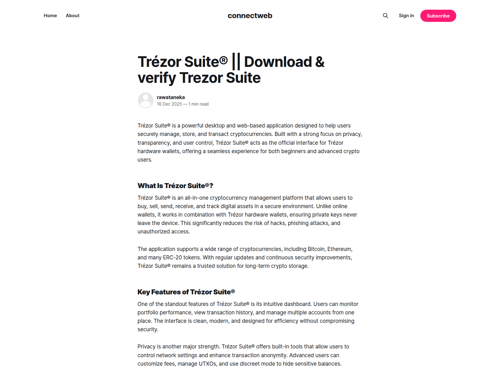 Screenshot of connectweb.ghost.io/suite