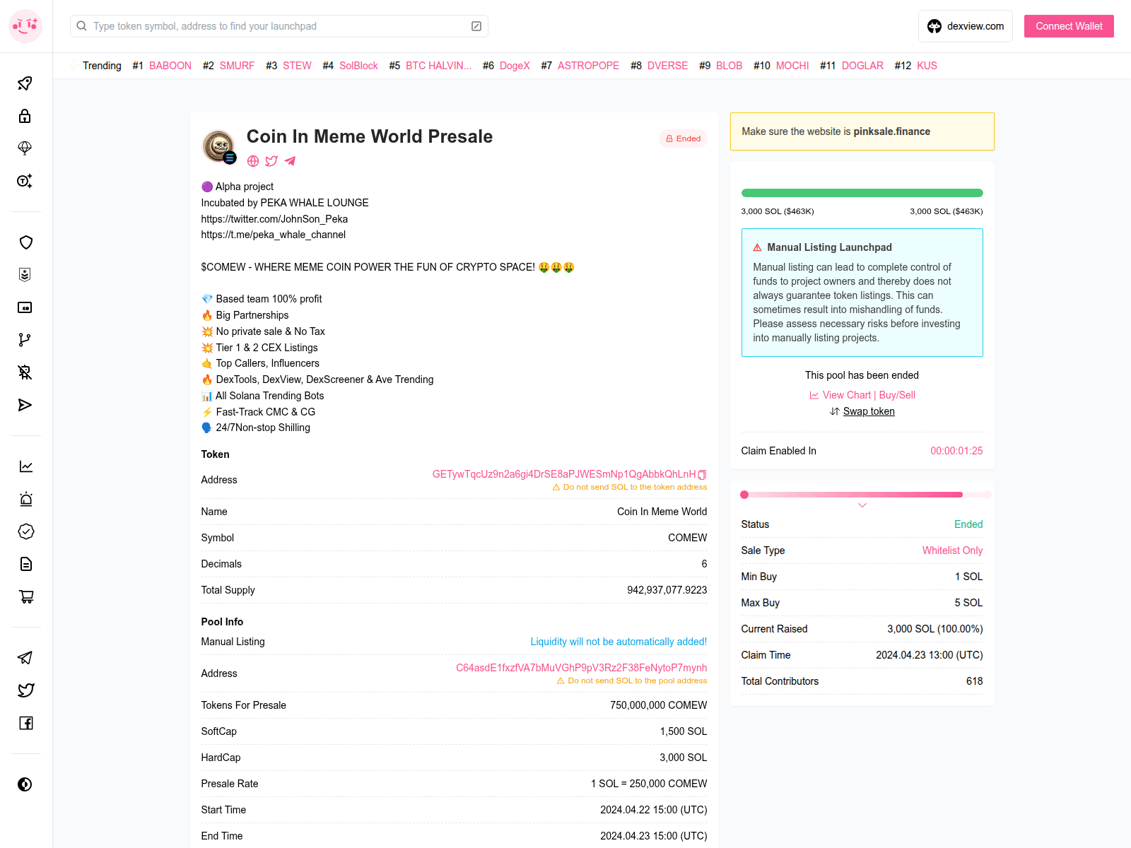Screenshot of pinksale-finance-solana-launchpad-comew.pages.dev