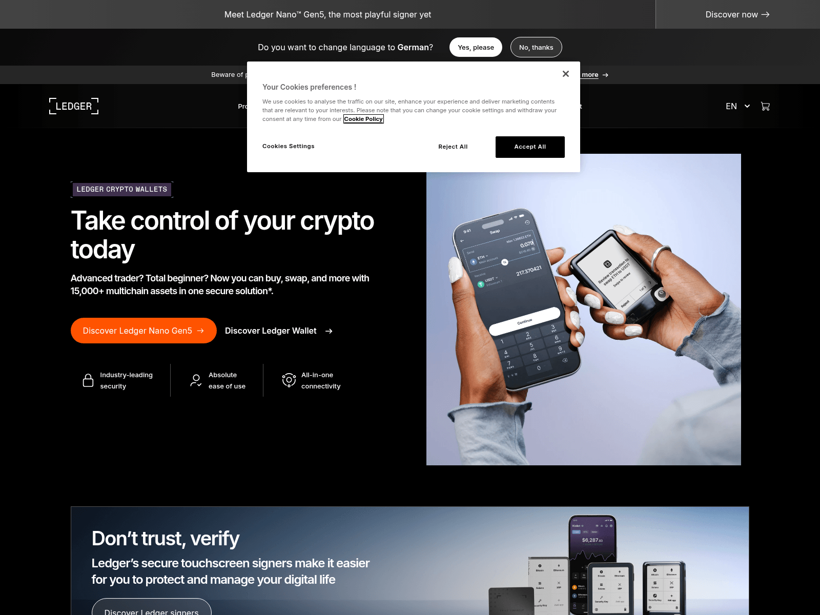 Screenshot of ledger.com