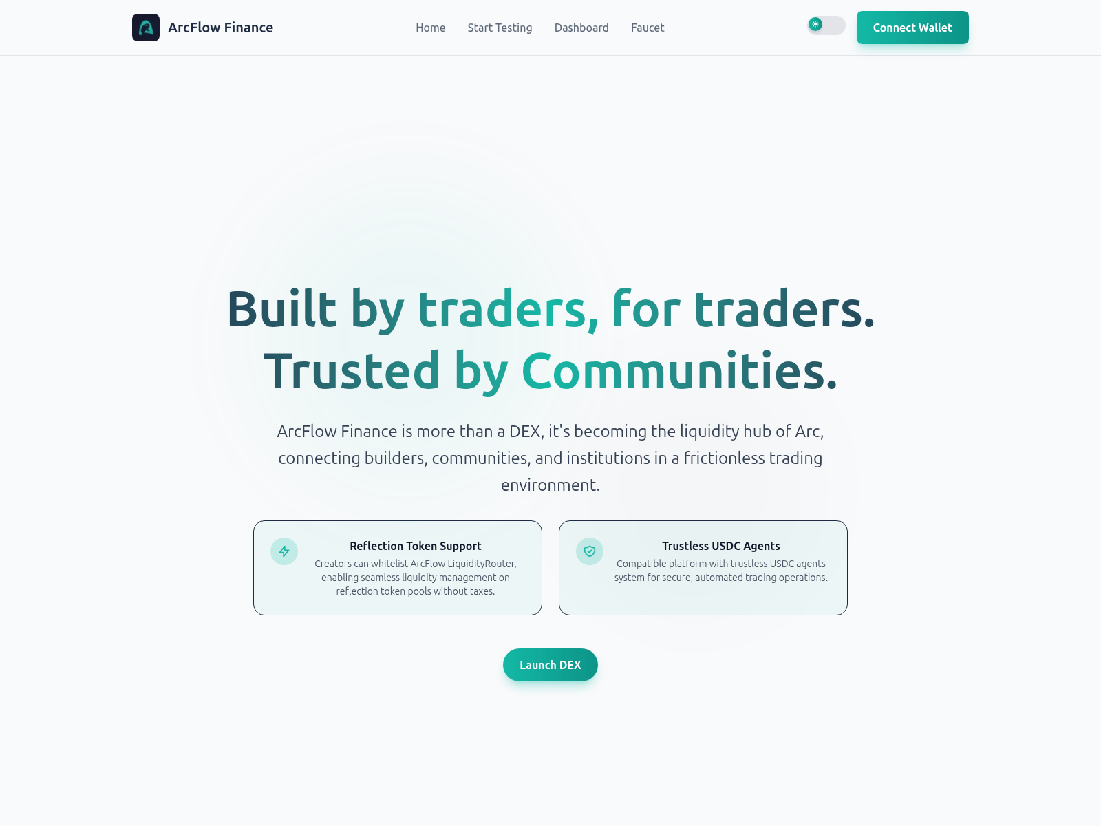 Screenshot of www.arcflow.finance