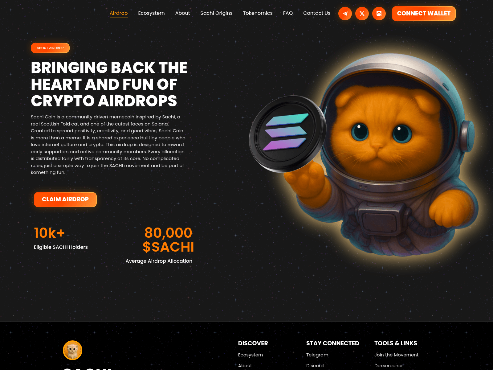 Screenshot of www.sachicoinsolana.com/airdrop