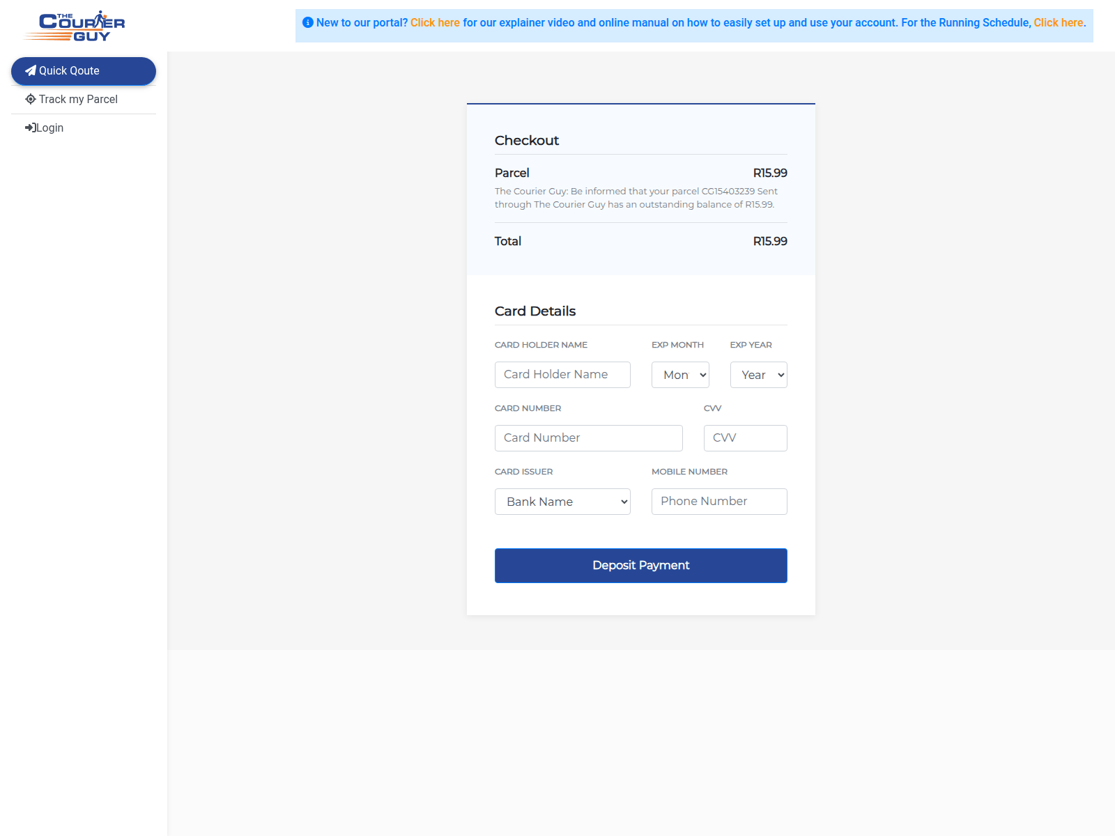 Screenshot of pay.thecouriierguy.live