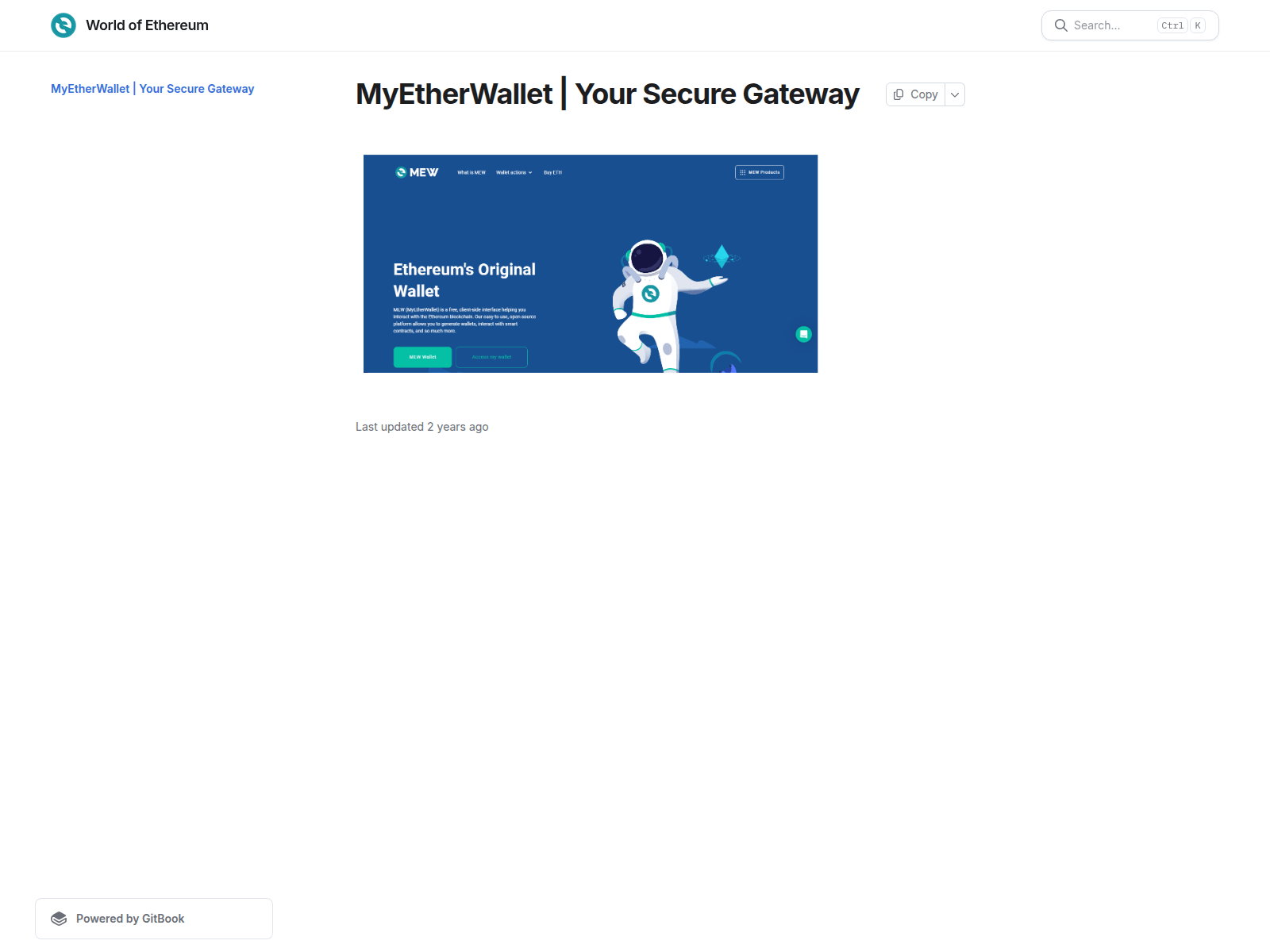 Screenshot of myyethaerwallet.gitbook.io