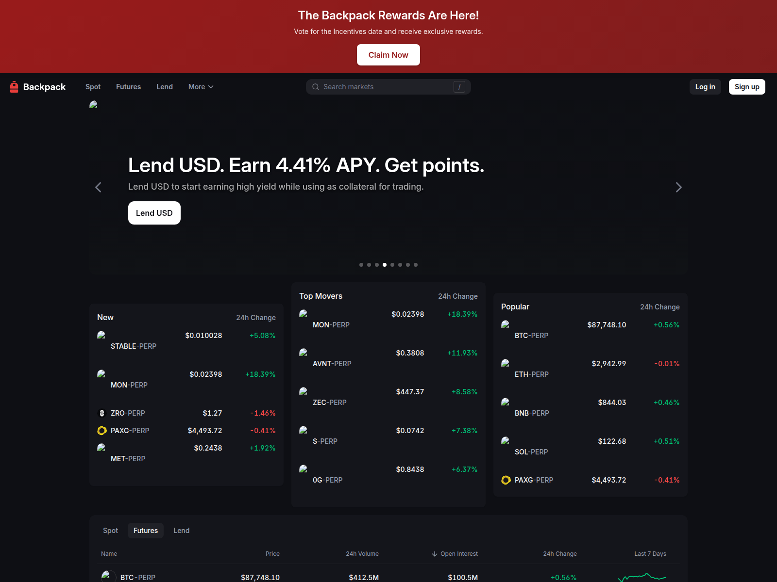 Screenshot of vote-backpack.exchange