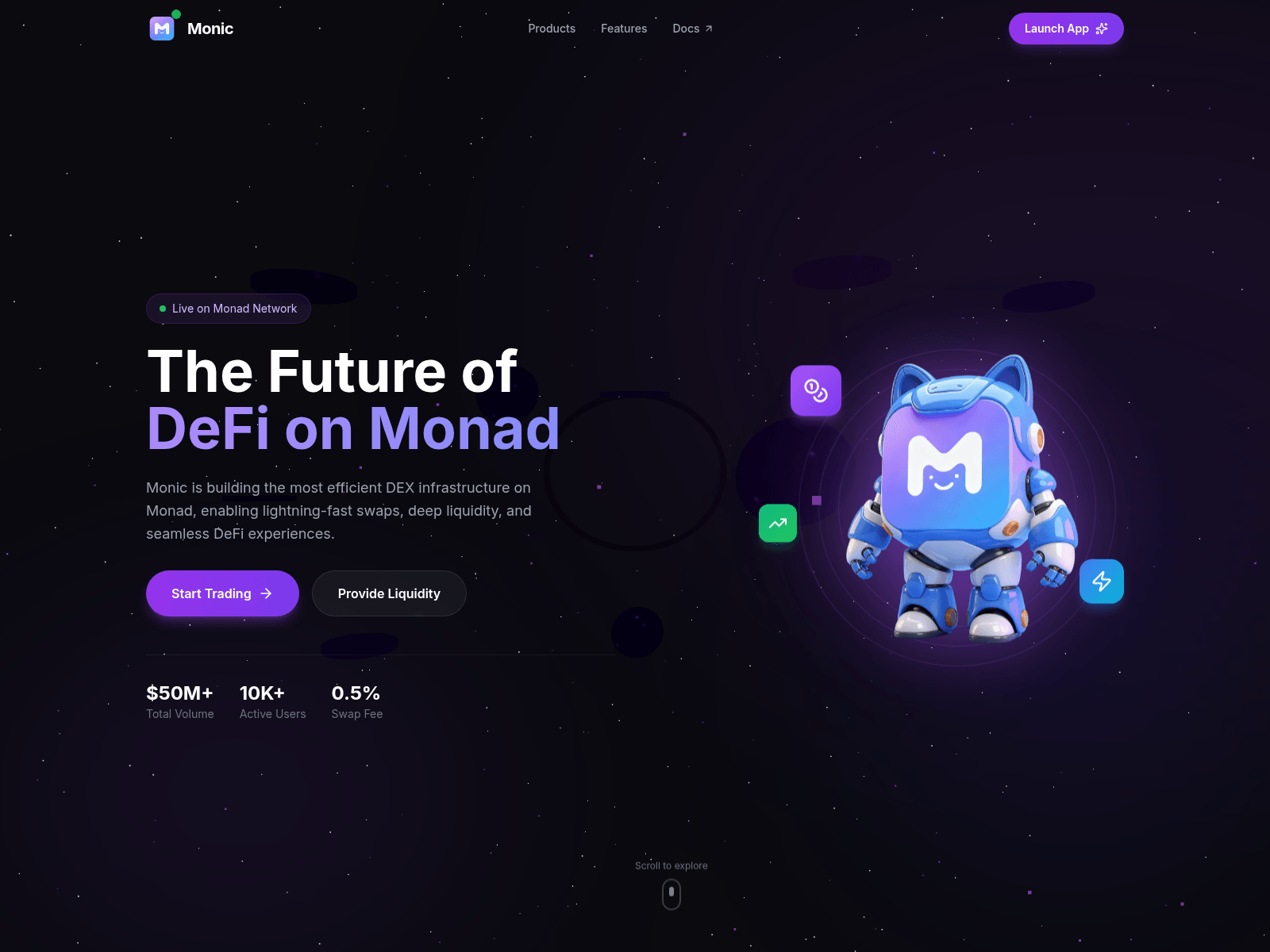 Screenshot of monicdex.xyz
