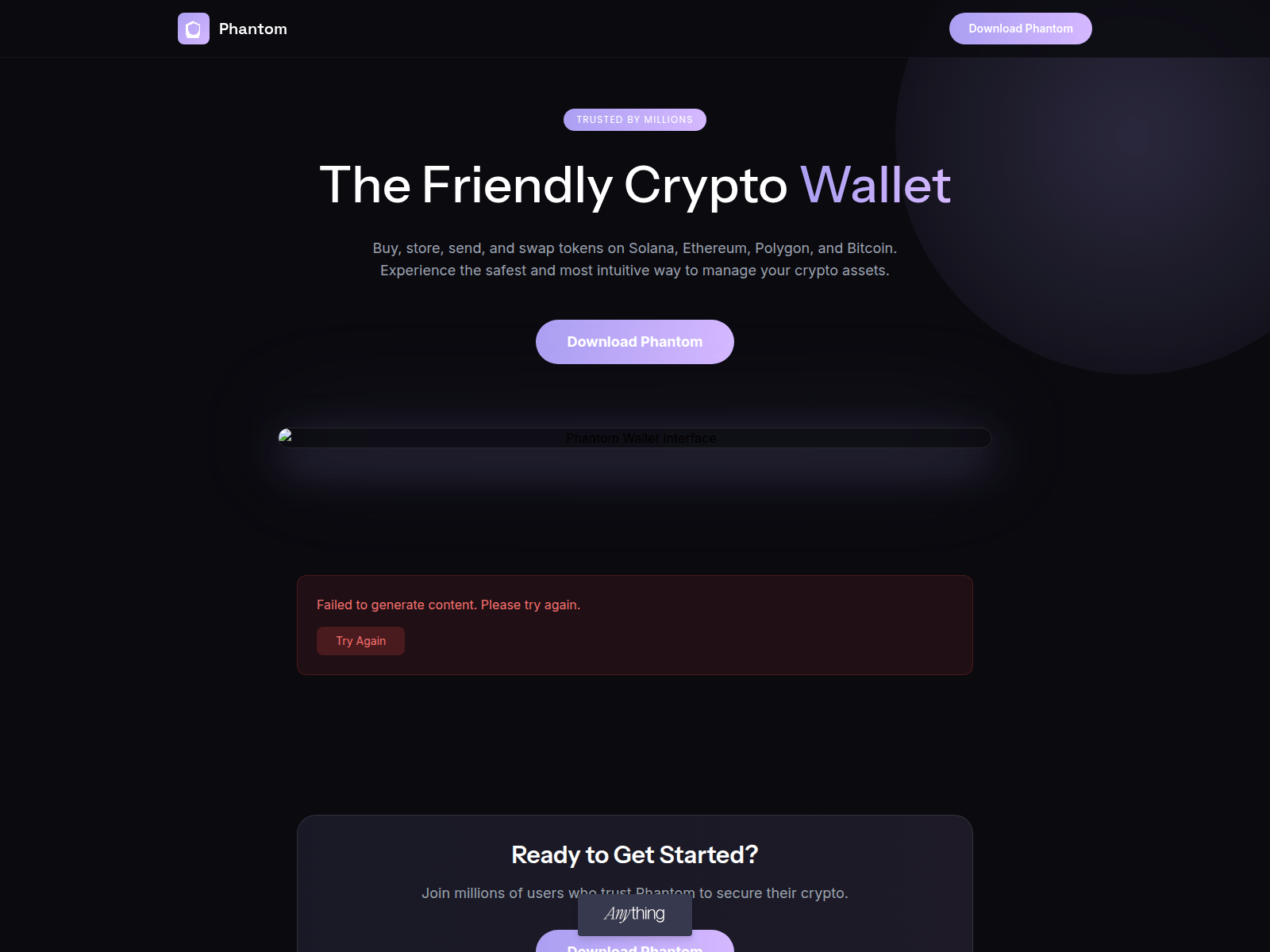 Screenshot of begin-phantom-wallett.created.app