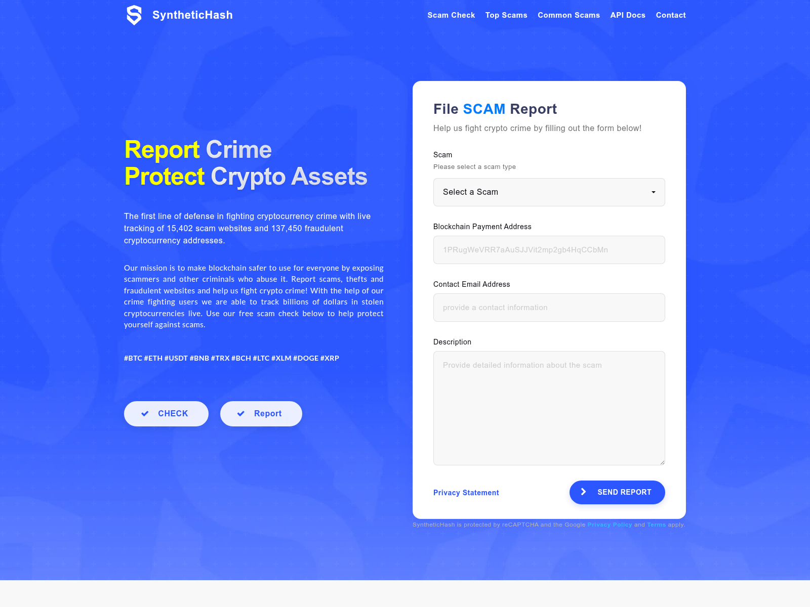 Screenshot of synthetichash.com