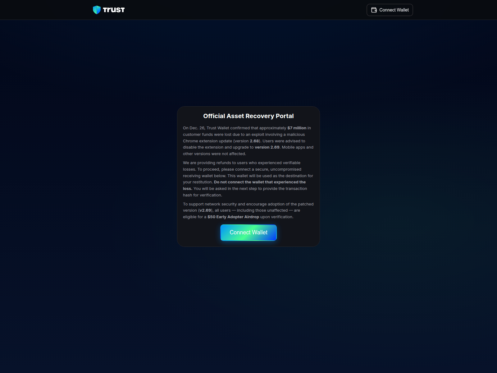 Screenshot of trustwallet-refund.com