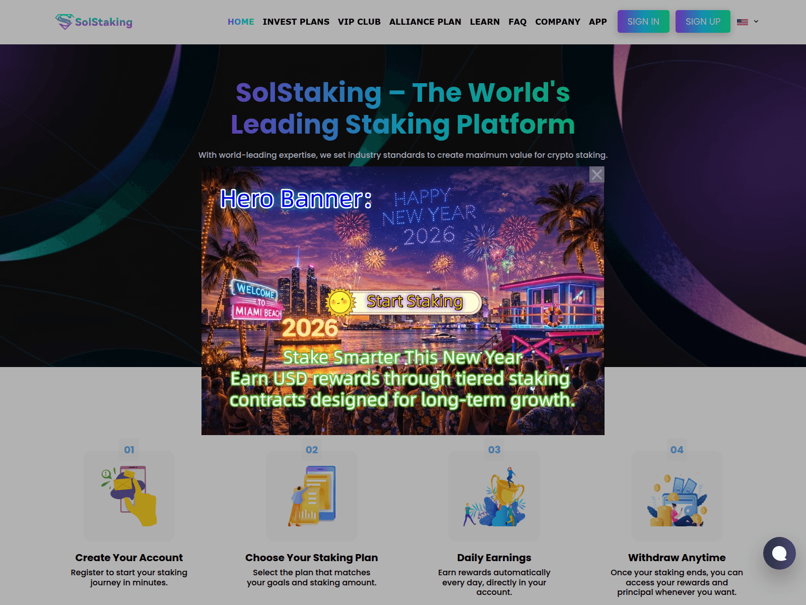 Screenshot of solstaking.com