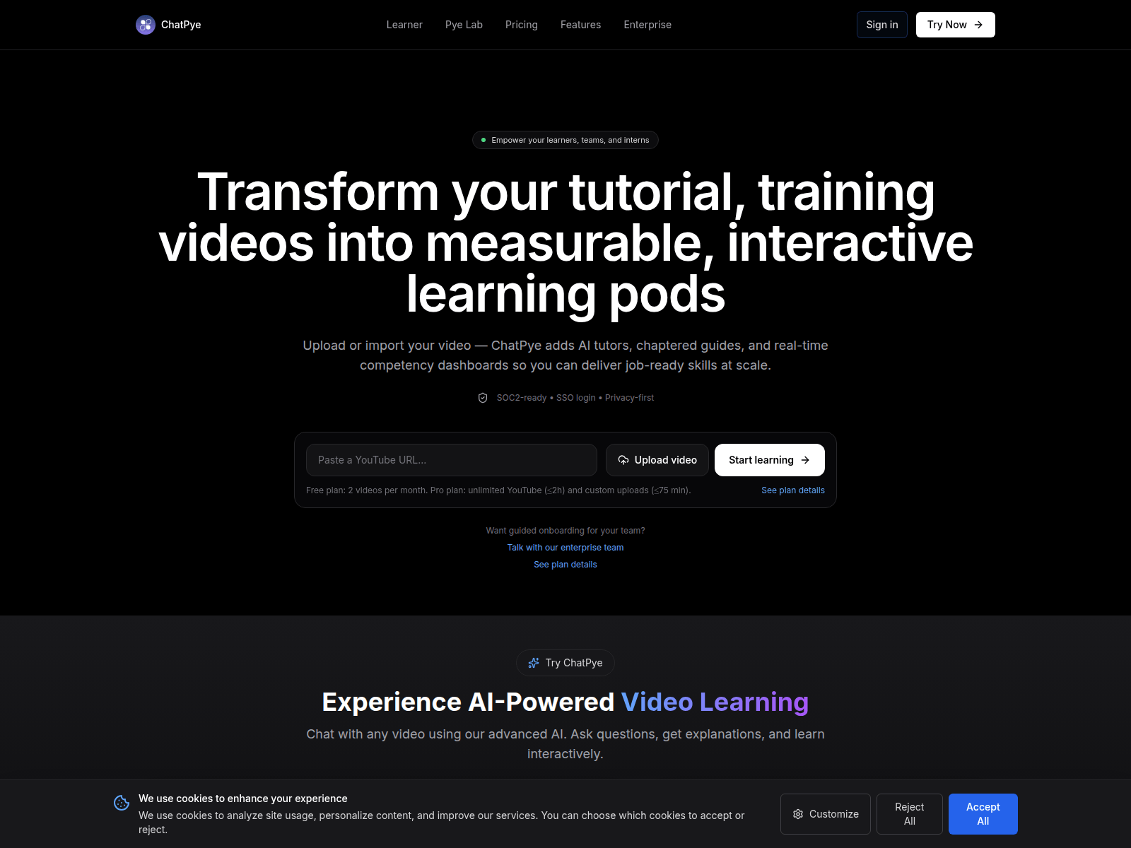 Screenshot of chatpye.com