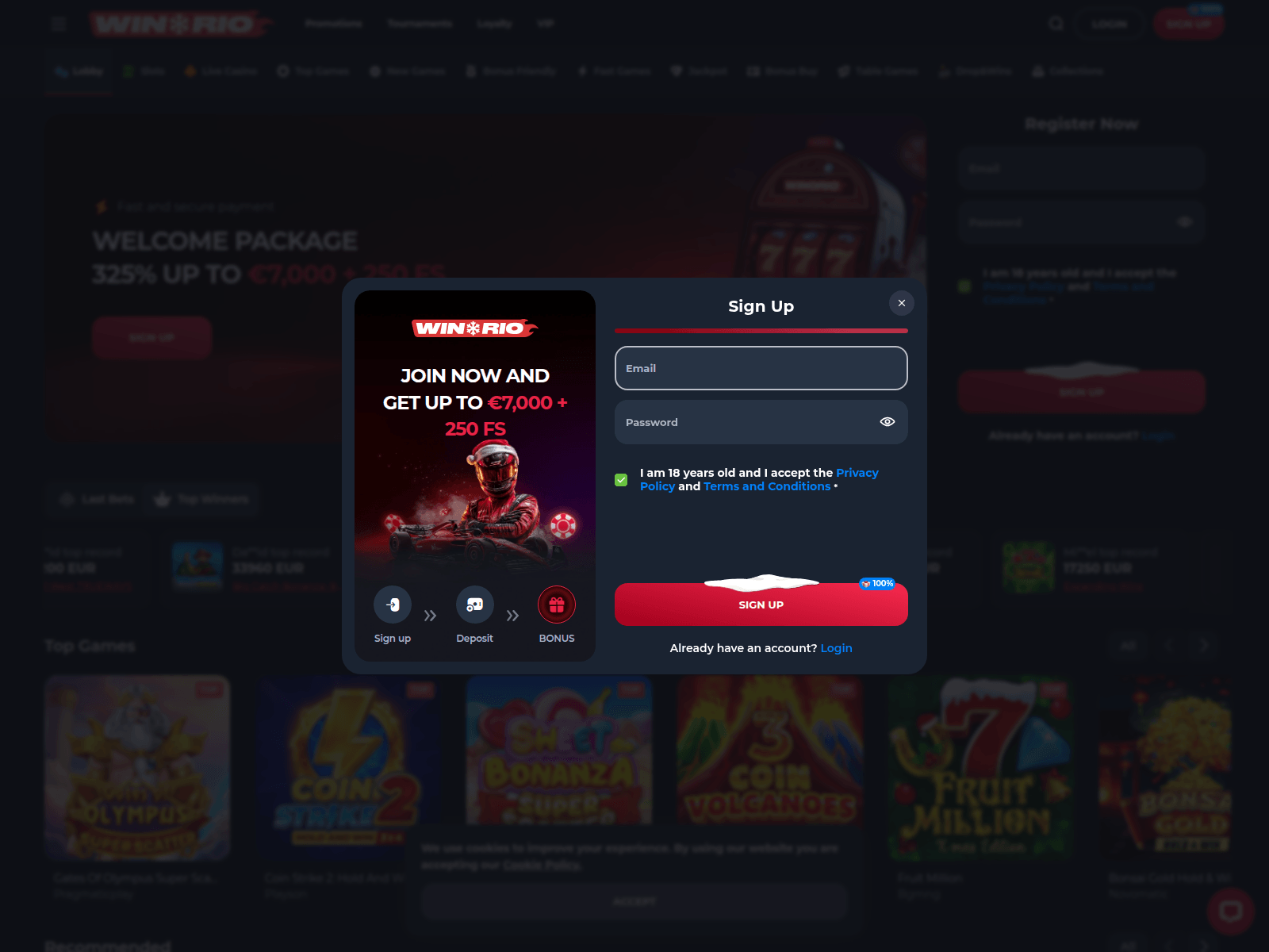 Screenshot of clickwinorio.com