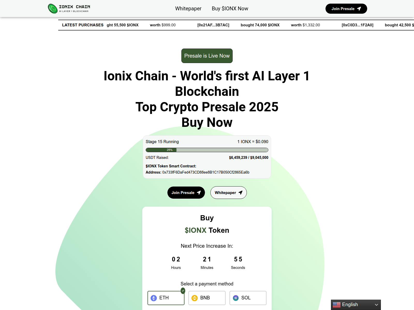 Screenshot of ionixchain.co