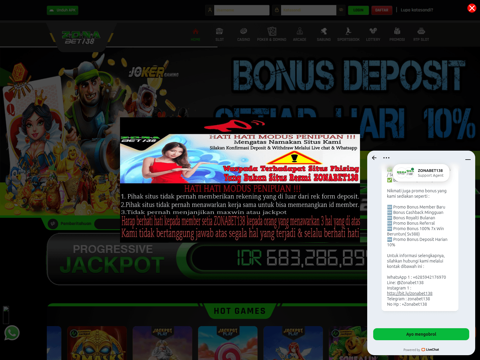 Screenshot of wl.zonabet303-a1.shop