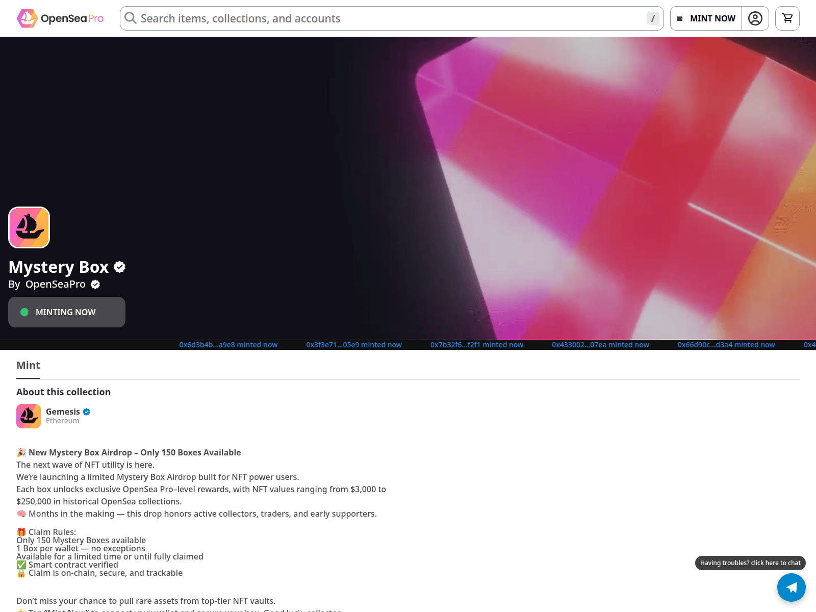 Screenshot of openseaprojectsmint07.vercel.app