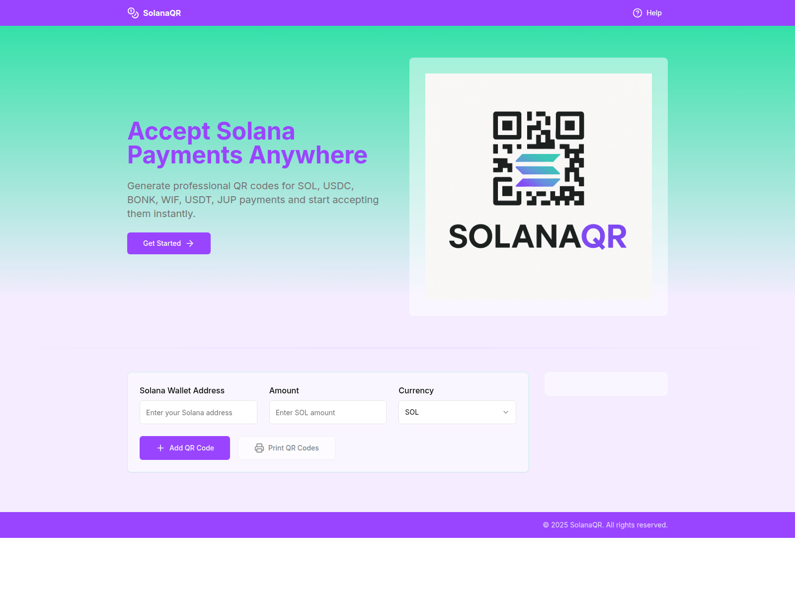 Screenshot of solana-qr-code-printer.vercel.app