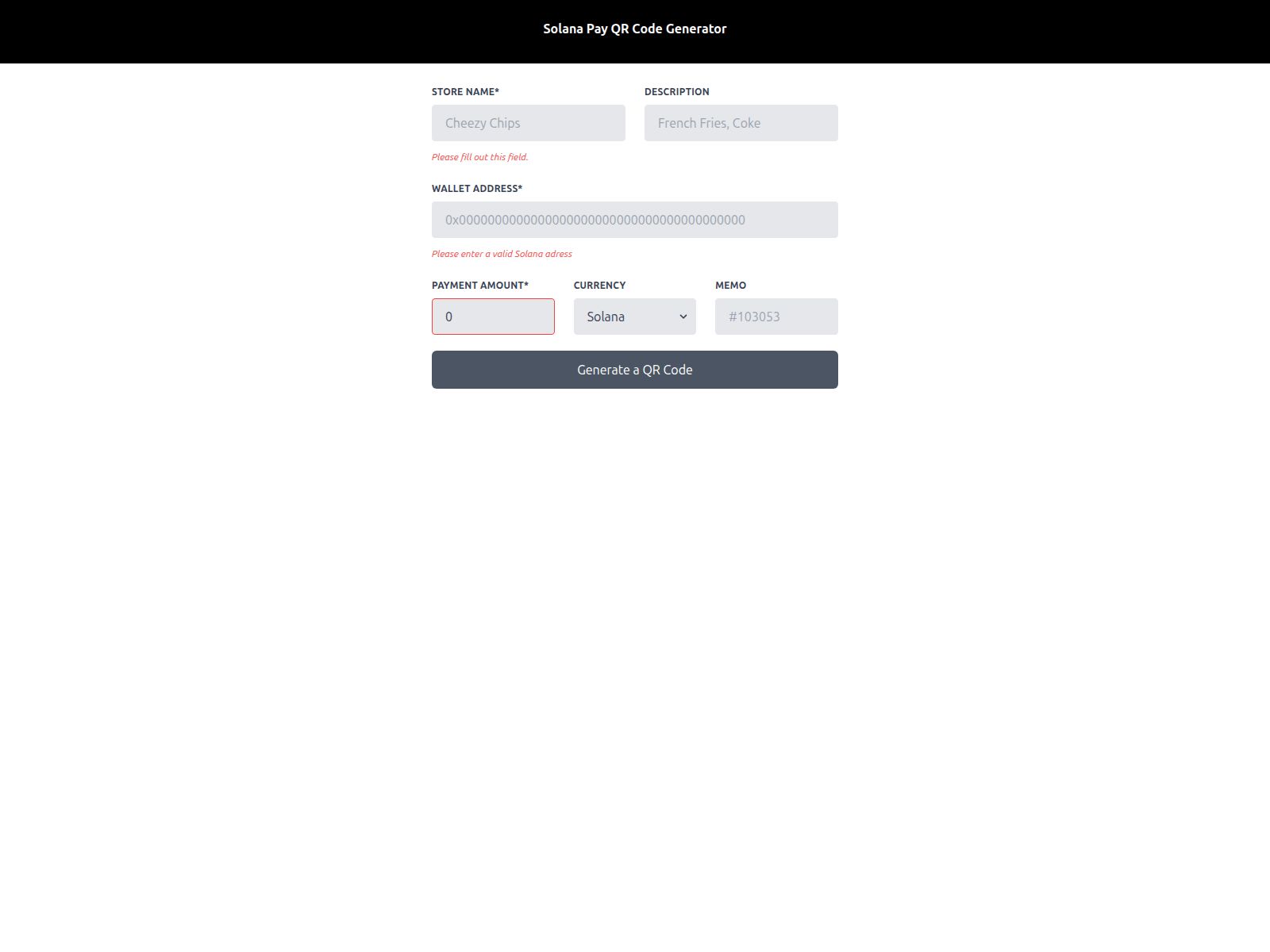 Screenshot of solana-pay-qrcode-generator.vercel.app
