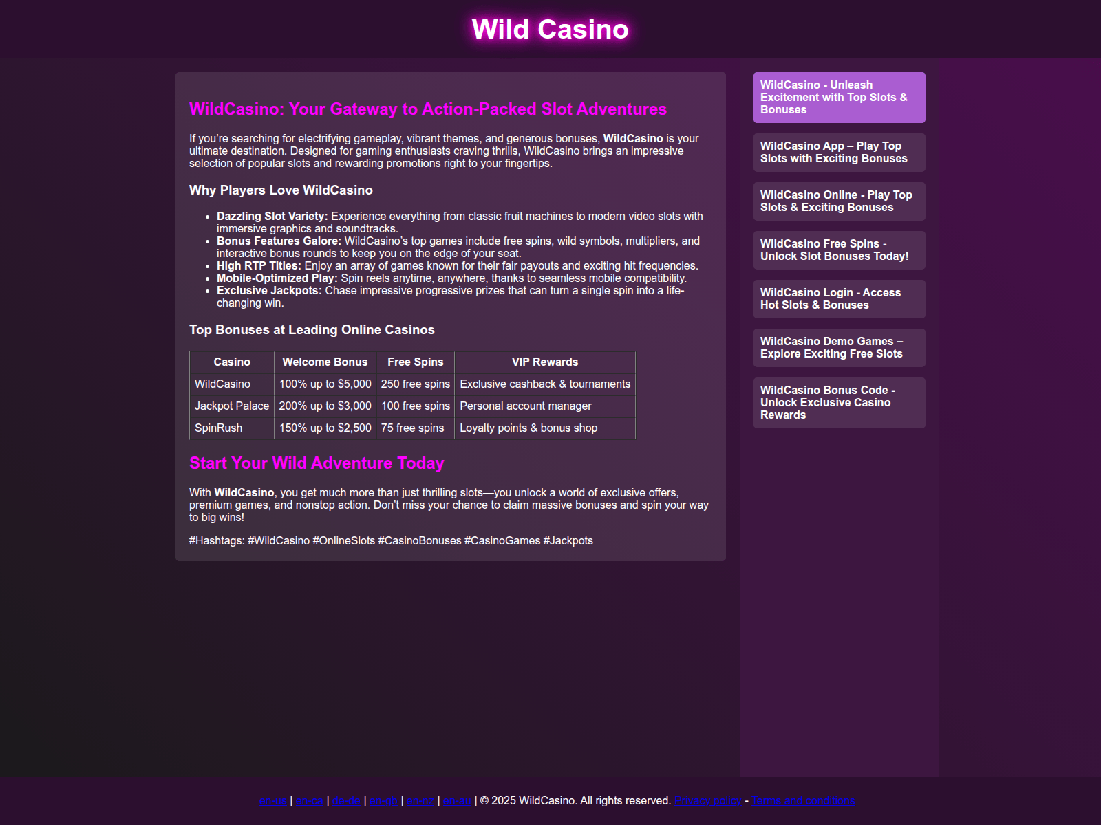Screenshot of play-wildcasino.com