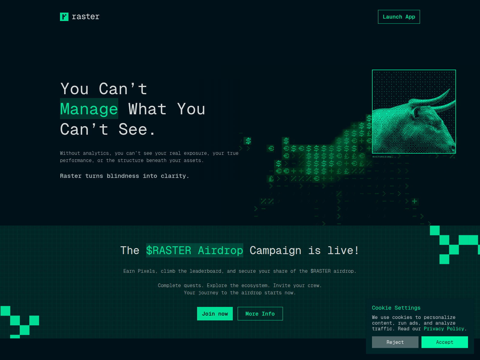 Screenshot of raster.finance
