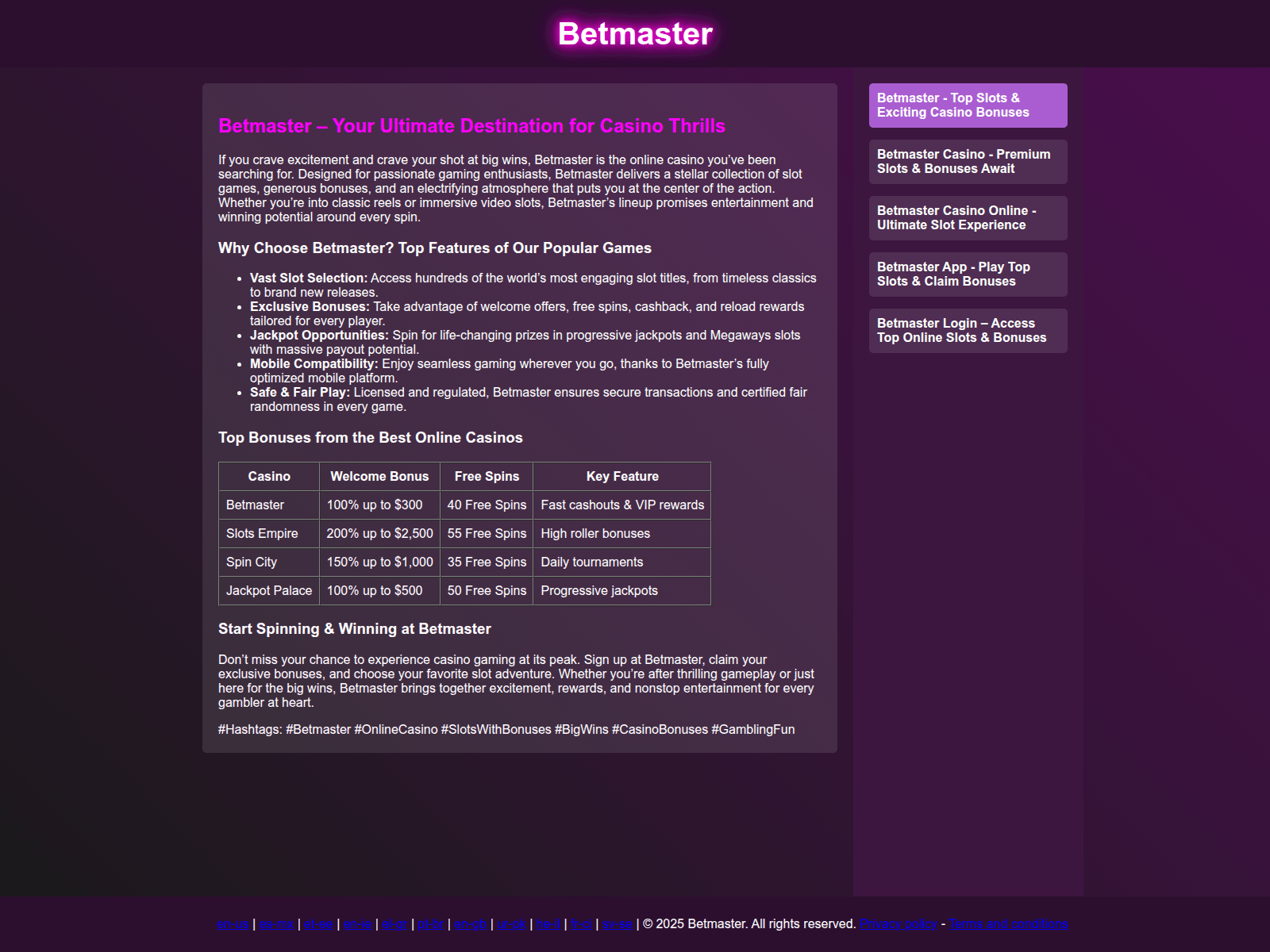 Screenshot of play-betmaster.net