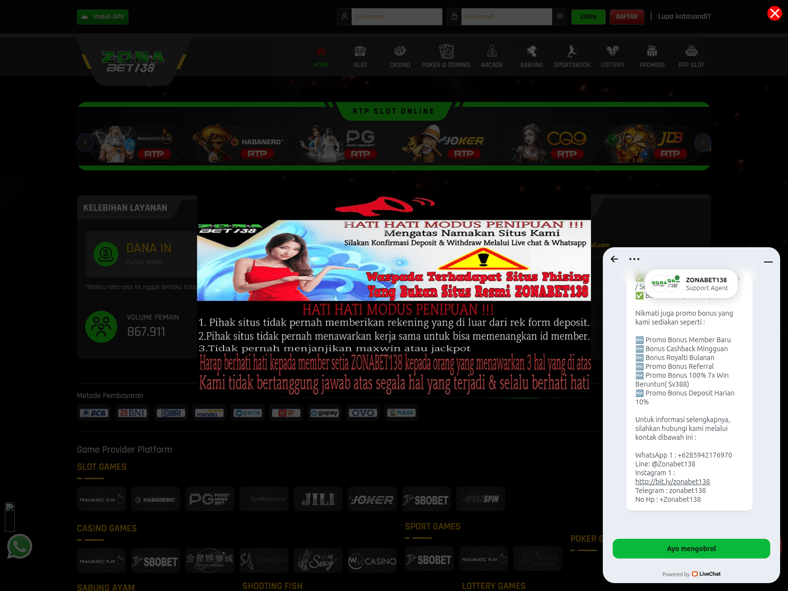 Screenshot of zonabet138.com