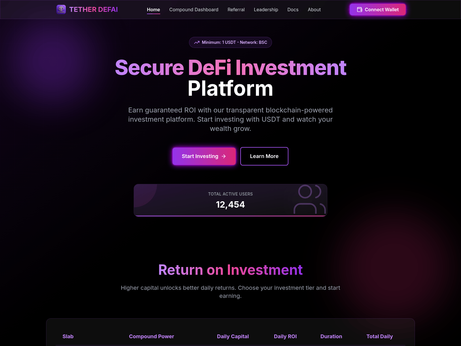 Screenshot of tetherdefai.app