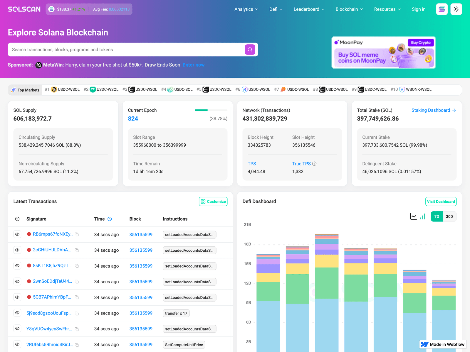 Screenshot of solscann.webflow.io