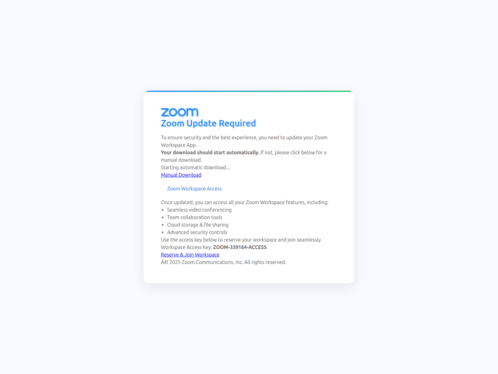 Screenshot of us05webzoomworkspacemeetingreserve-live-invitation-o33c164.pages.dev