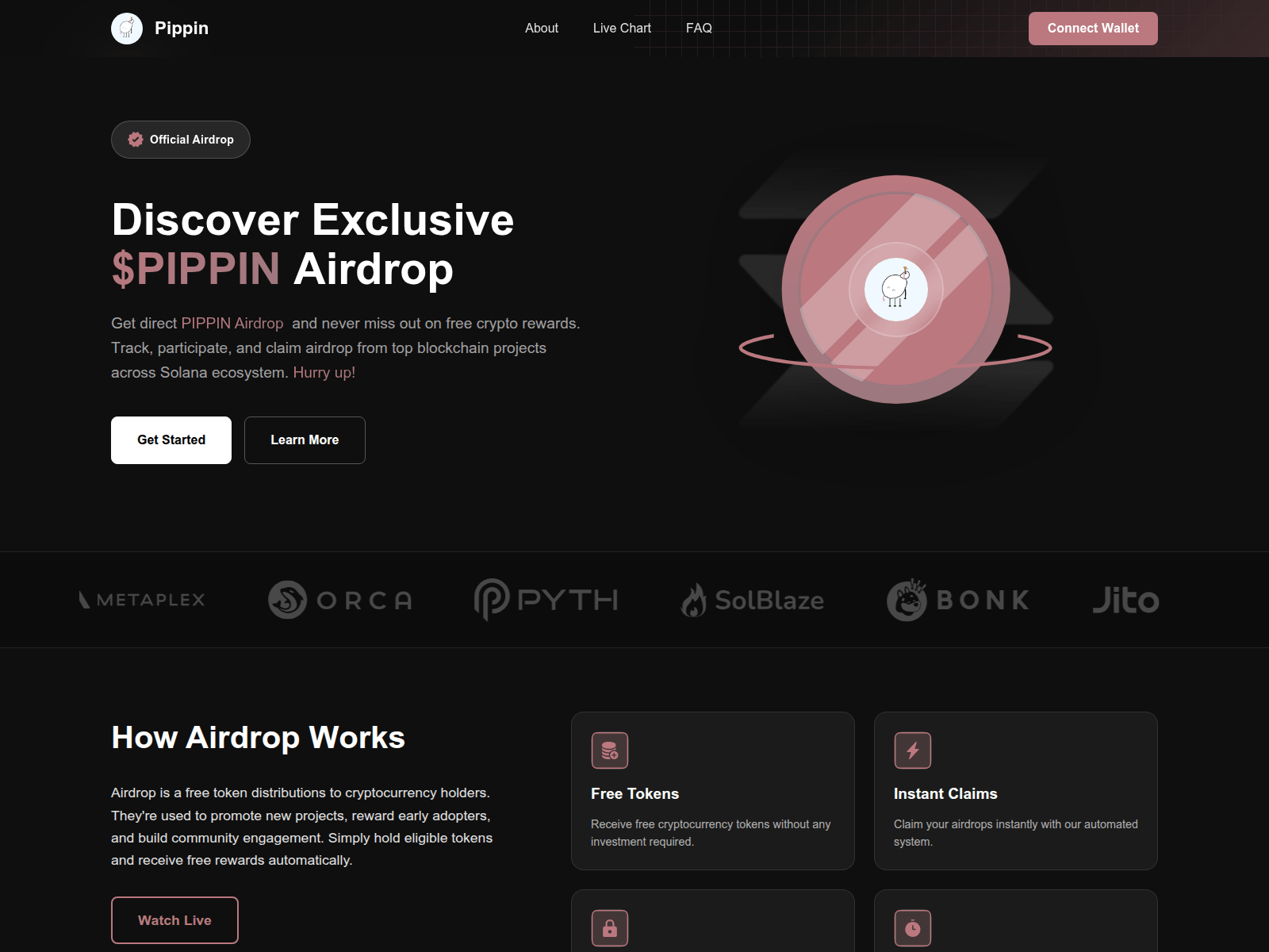 Screenshot of pippin.fun-referal-1jolxind.lol/claim