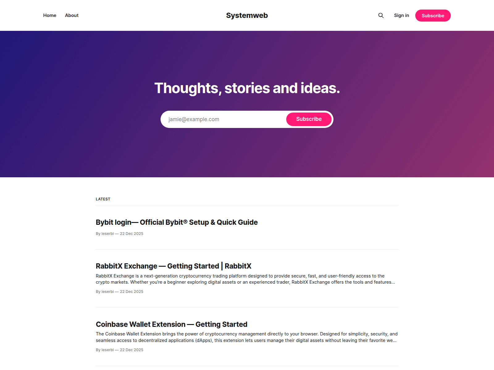 Screenshot of systemweb.ghost.io/ledger-desktop