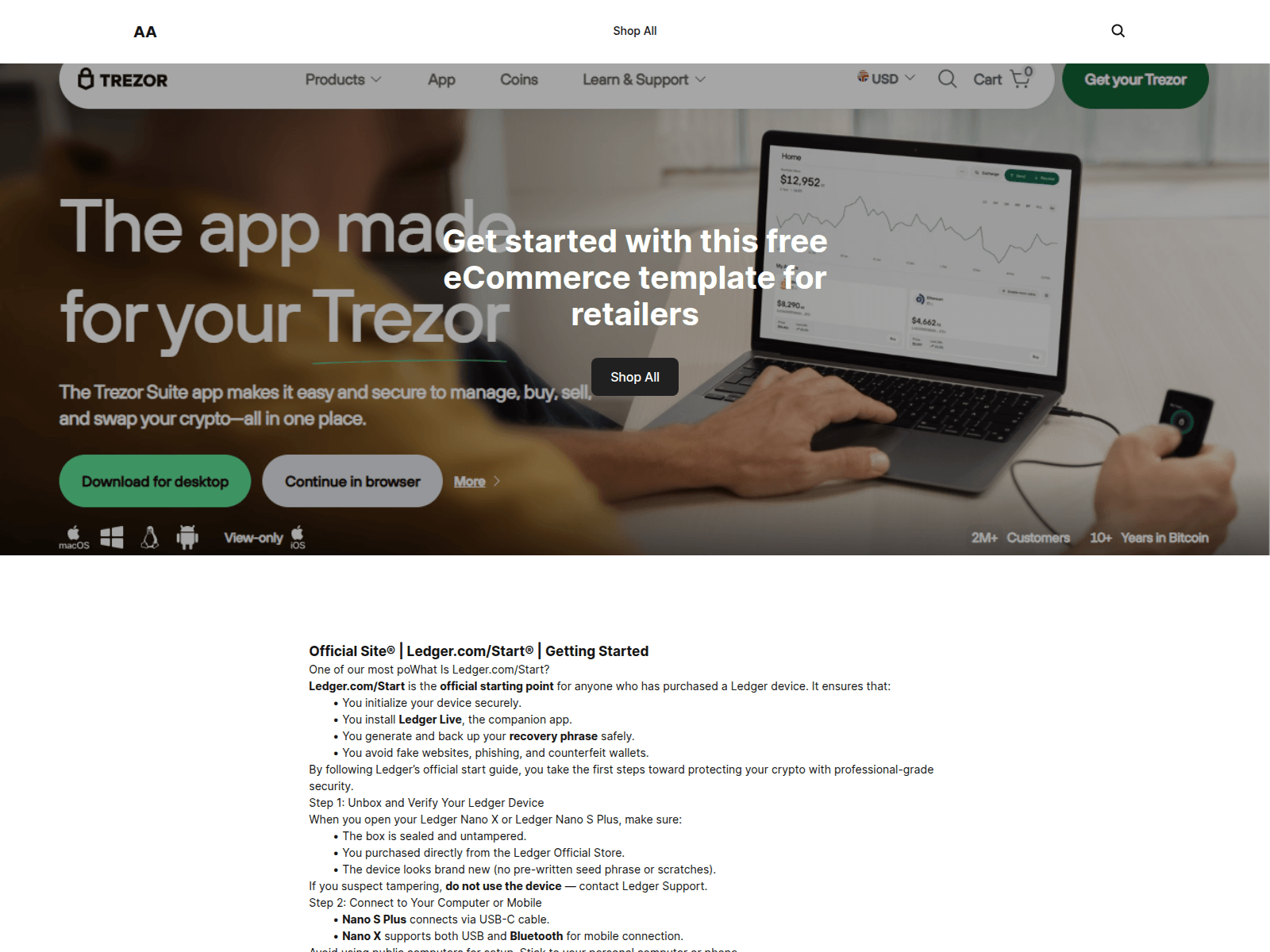 Screenshot of ledger-start-us.square.site