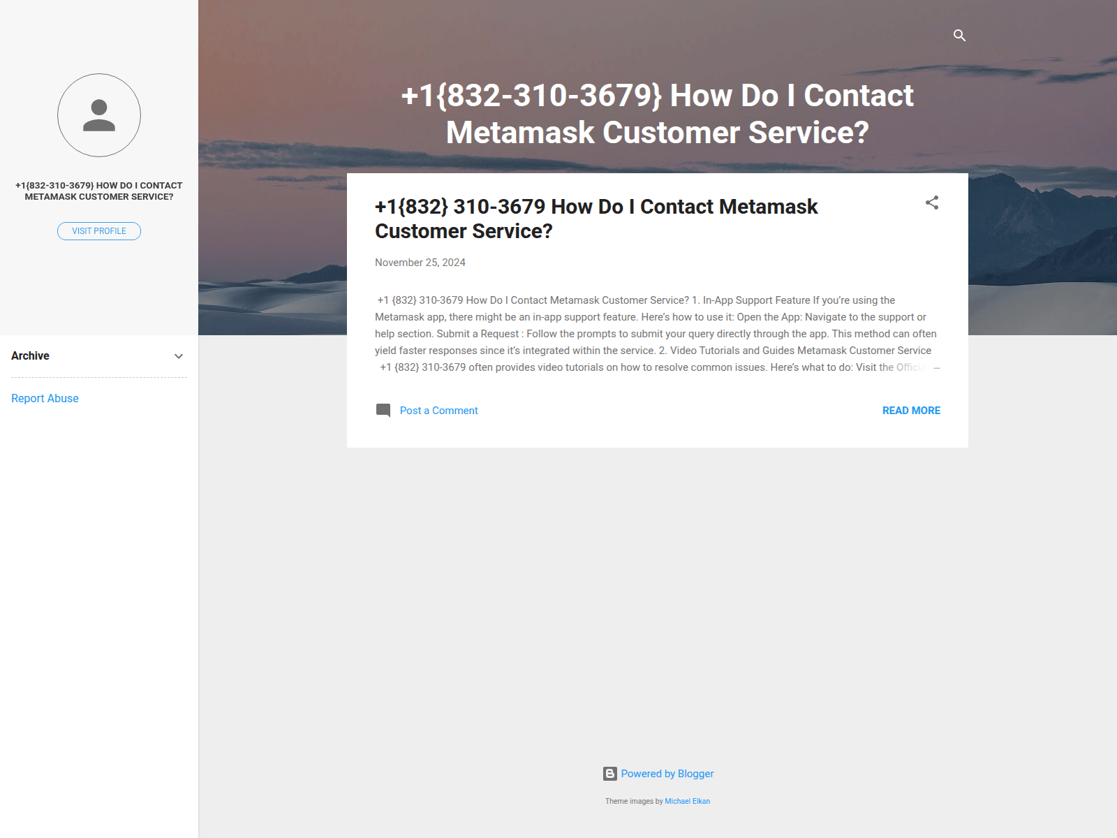 Screenshot of metamaskcustomerservice.blogspot.com