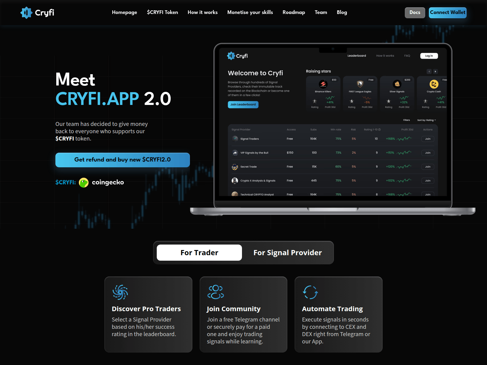 Screenshot of cryfi2.app