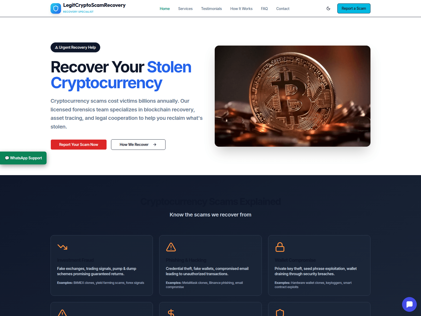 Screenshot of legitcrypto-scamrecovery.net