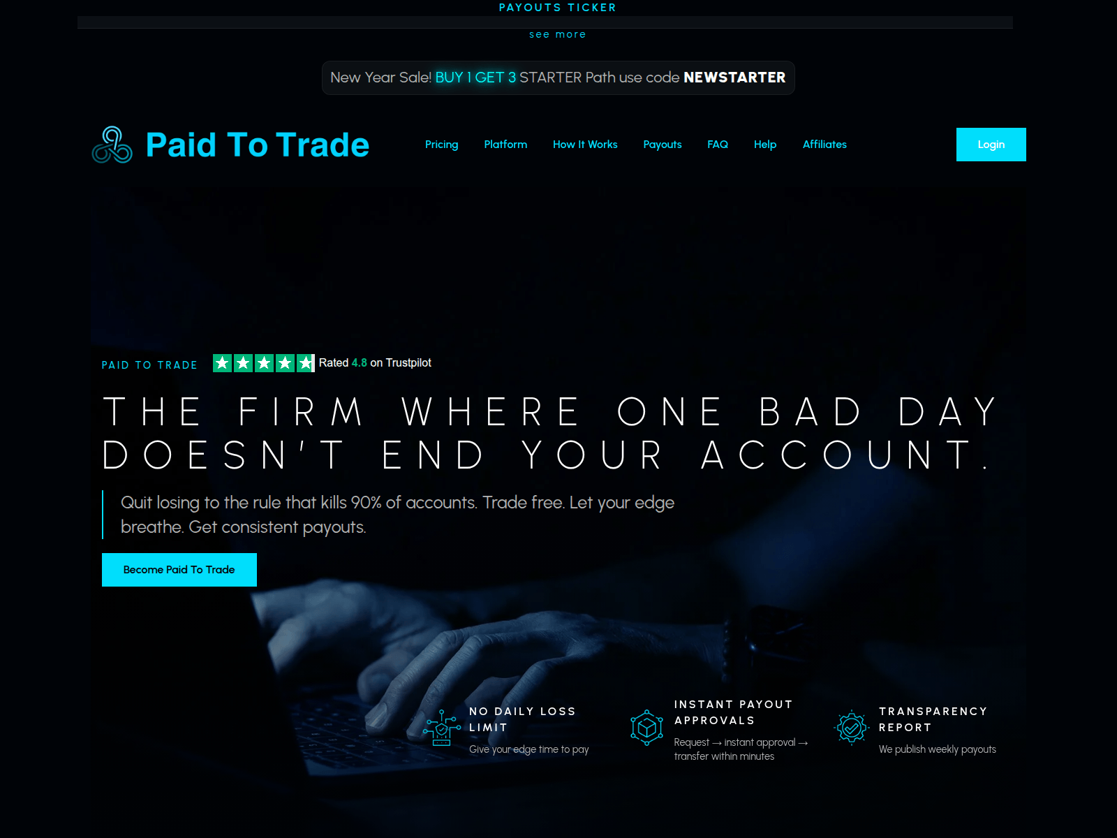 Screenshot of paidtotrade.net