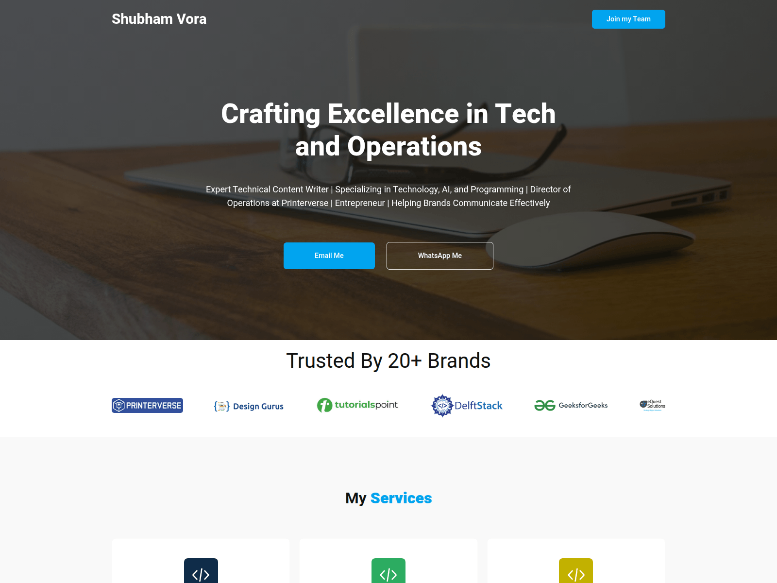Screenshot of shubhamvora.com