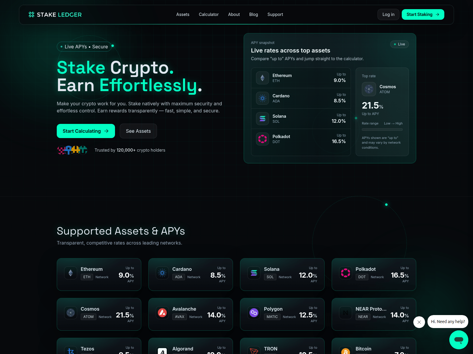 Screenshot of stakeledger.io
